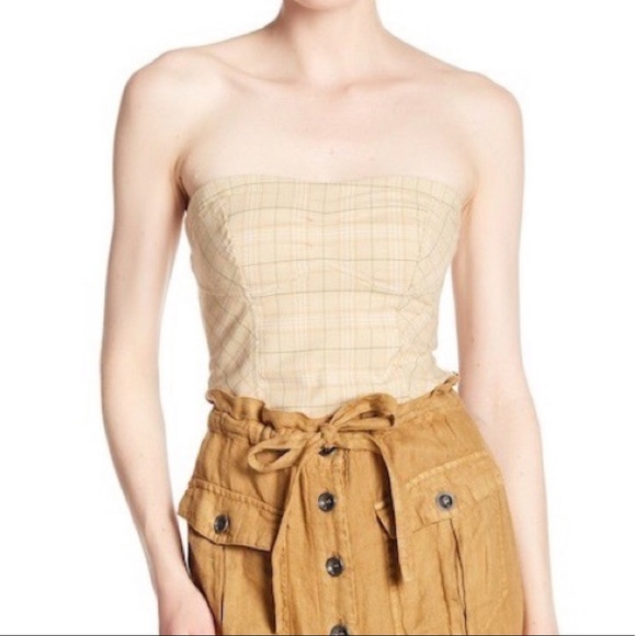 Free People Out West Plaid Tan Corset Top - Picture 11 of 11